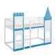 preview thumbnail 5 of 16, Moden Style Twin Over Twin Bunk Bed, Castle-like Bed with Guardrails and Door & Windows, Easy to Assemble