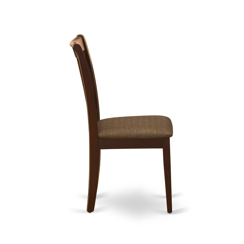 East West Furniture Kitchen Table Set- a Dining Table and Linen Fabric Dining Chairs, Mahogany (Pieces Option)