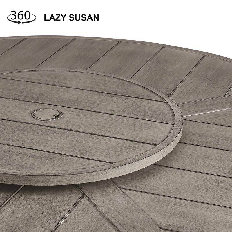 Patio Aluminum Round 59.5" Dining Table With Outdoor Chairs