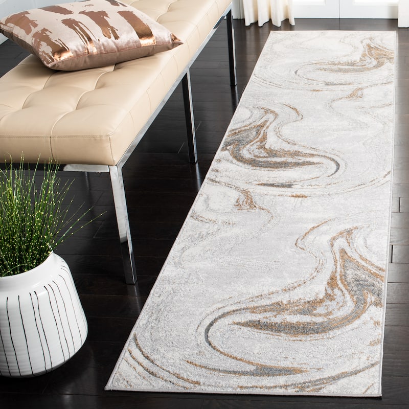 SAFAVIEH Orchard Efrat Modern Abstract Rug - 2'2" x 7' Runner/6' Runner - Grey/Gold