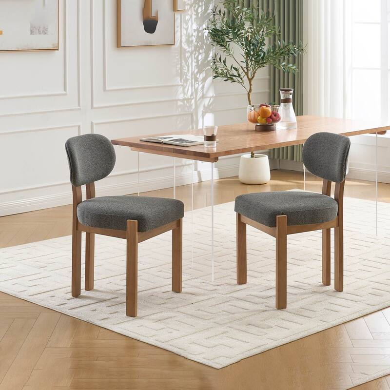 Modern Upholstered Rubberwood Dining Chairs (Set of 2)