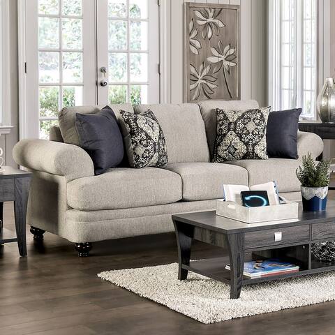 Furniture of America Frane Transitional Beige Upholstered Sofa