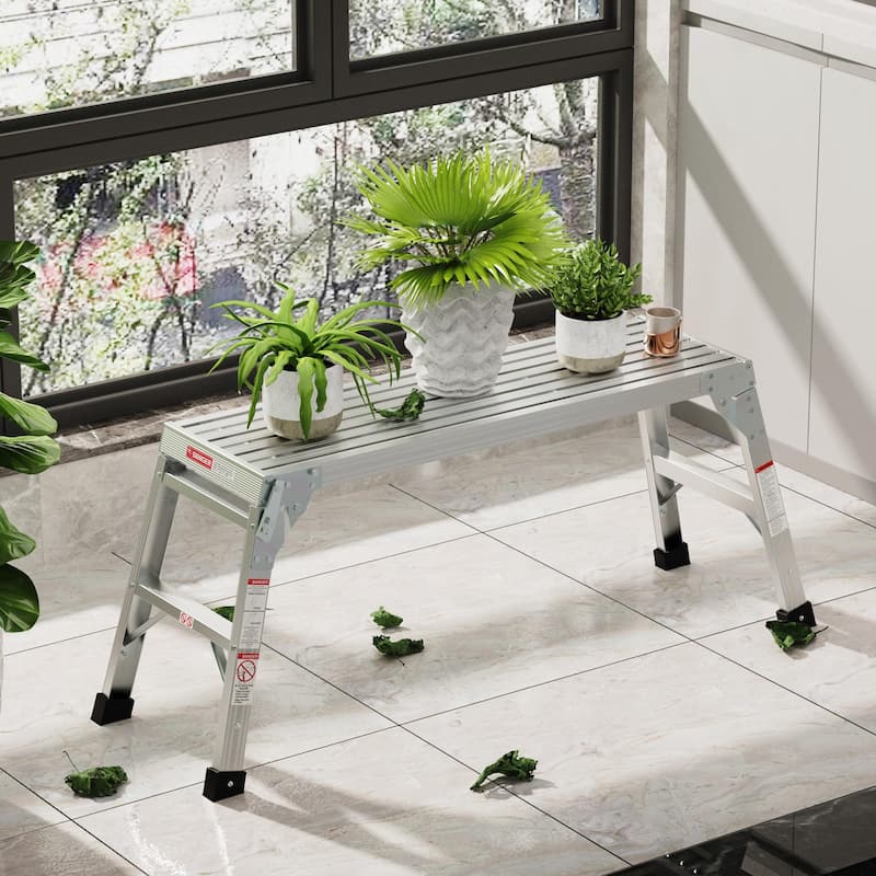 40"Aluminum Work Platform Bench, Portable Folding Ladder