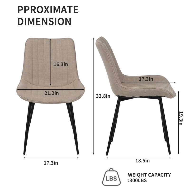 Modern Dining Chairs Set of 4, Upholstered Faux Leather Cushion Seat and Sturdy Metal Legs (4 Chairs)