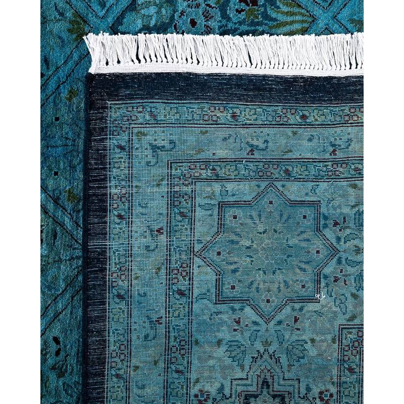 Overdyed, One-of-a-Kind Hand-Knotted Area Rug - Blue - 8' 2" x 16' 10"