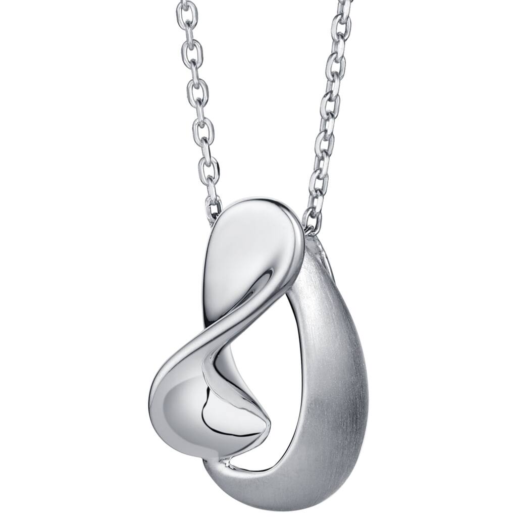 Oravo Sterling Silver Curled Open Dewdrop Pendant, Adjustable Chain