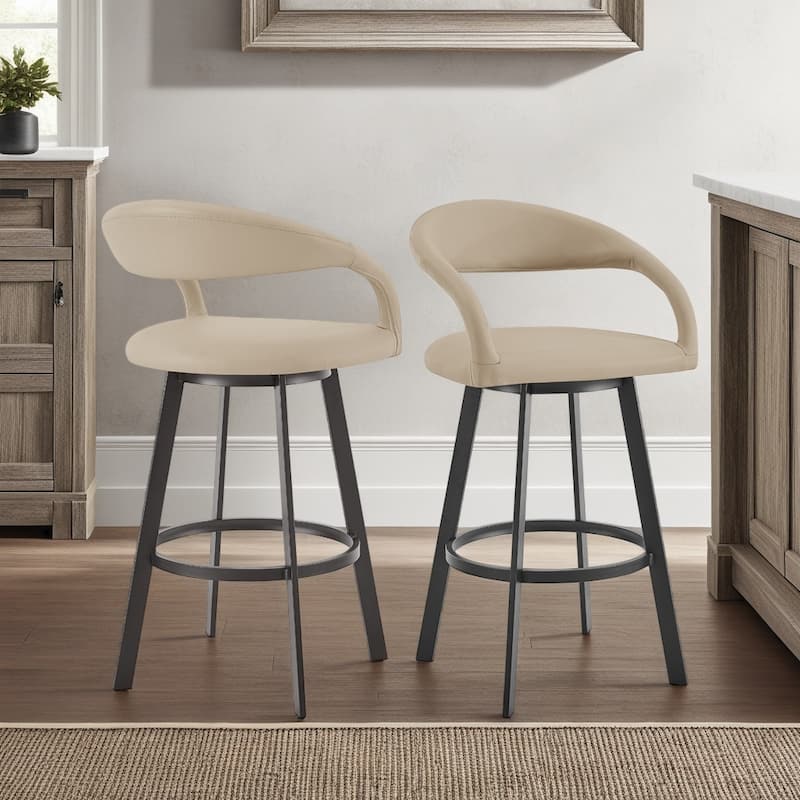 Ramona Modern Swivel Bar Stool, Upholstered Counter Height Chair with Iron Frame