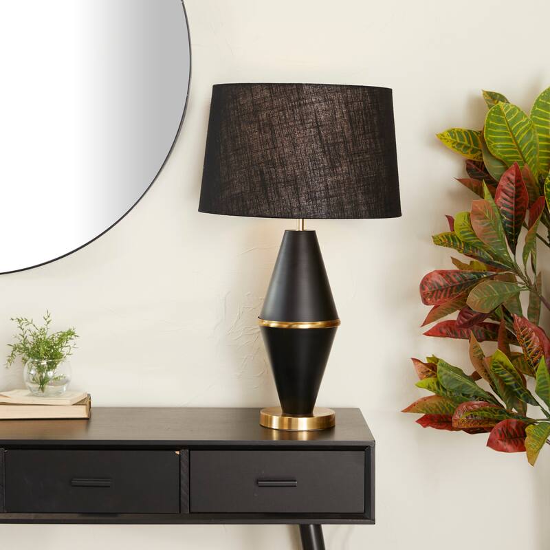 CosmoLiving by Cosmopolitan Black or White Metal Table Lamp with Gold Accents - 16 x 16 x 27 - Black