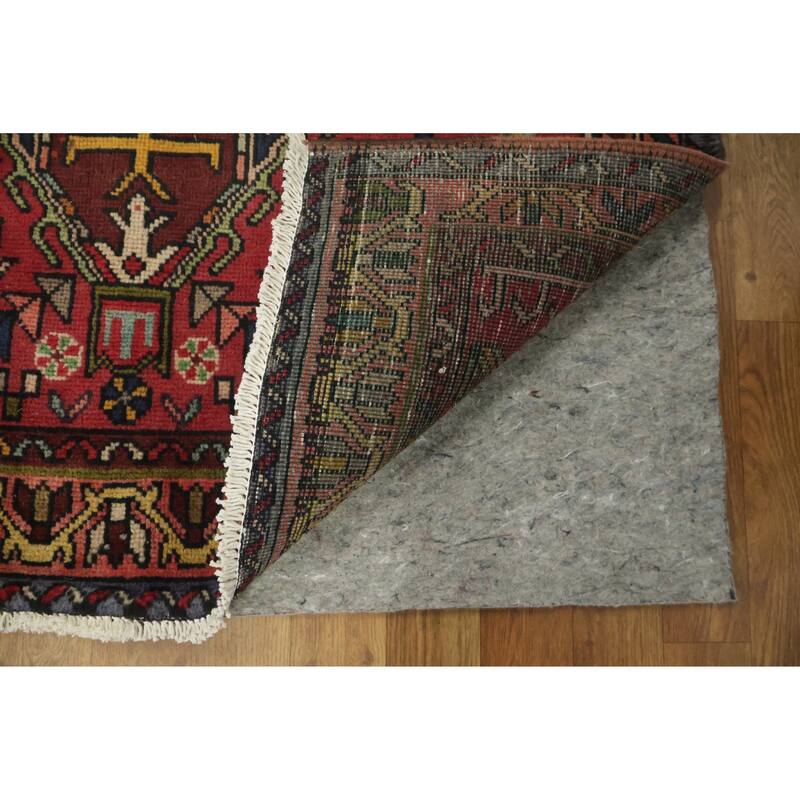 Hand Knotted Oriental 100% Wool Carpet Traditional Tribal Red Tabriz Runner Rug - 12' 4'' X 3' 7''