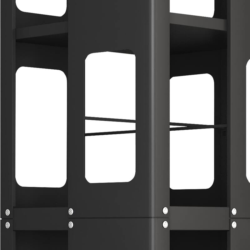4-Tier All-Steel Rotating Bookshelf with 360° Wheels,Large Size Sturdy and Spacious Book Rack,new Style Black Bookshelf
