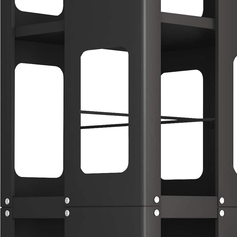 Modern 4-Tier Rotating Bookcase – 360° Swivel Wheels For Easy Mobility, Extra-Large All-Steel Construction .
