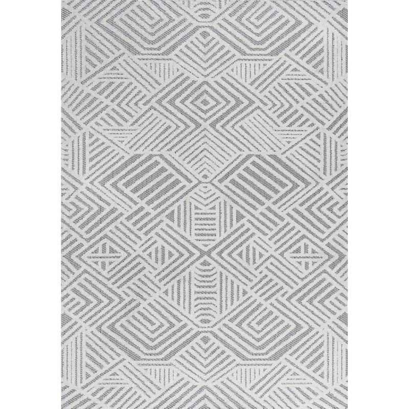JONATHAN Y Aylan High-Low Pile Art Deco Geometric Indoor/Outdoor Area Rug - 8 X 10 - White/Black