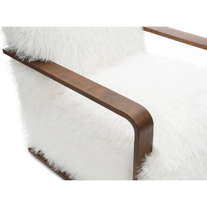 Contemporary Style 1pc Accent Chair Retro Inspired Curves Wooden Arms Tight Seat And Back Primary Living Room