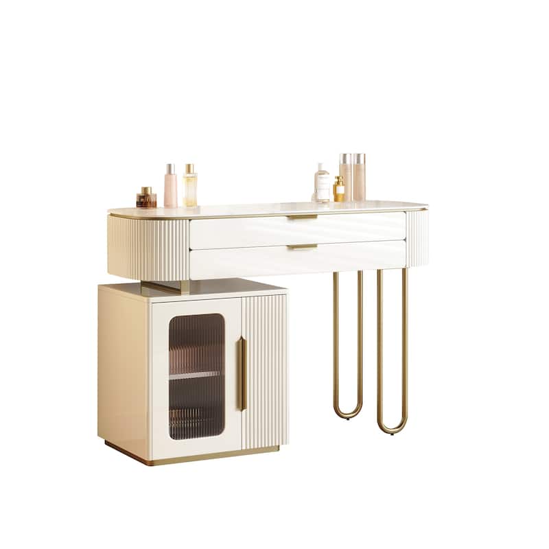 JASIWAY Modern Makeup Vanity Dressing Table with Drawers,White