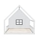 preview thumbnail 25 of 28, Wood Full Size House Floor Bed with Window,Fence and LED Lights