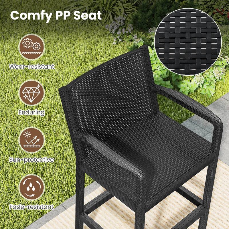 Costway 3 Pieces Patio Bar Set with 2 Stools & 1 Bar Table Curved - See Details