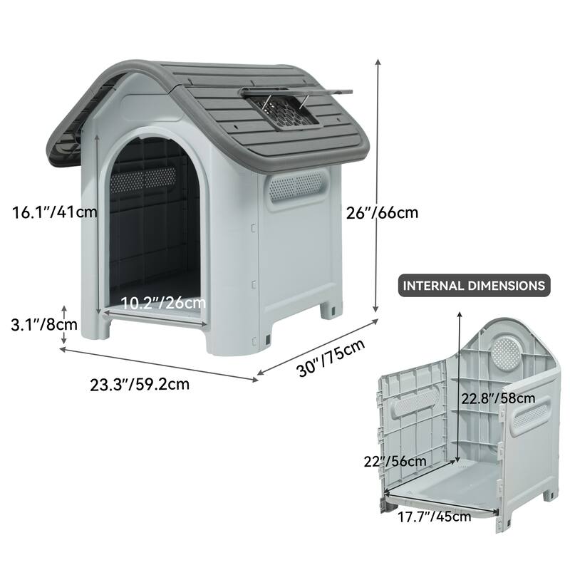 Moasis Slant-roof Dog House with Skylight