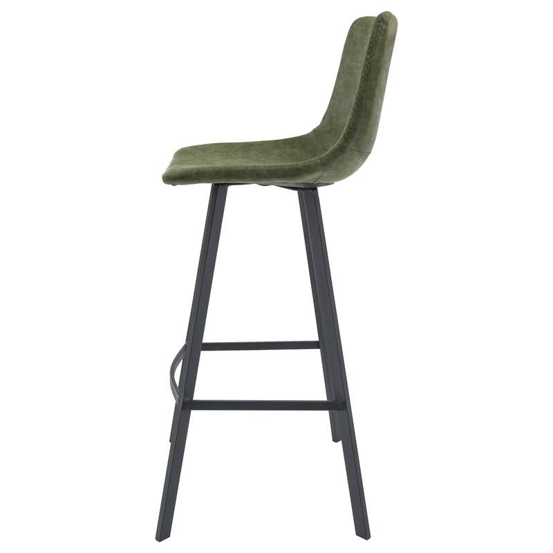 Elland Modern Upholstered Leather Bar Stool with Stainless Steel Legs, Curve Padded Seat, Built-in Footrest, and Plastic Glides