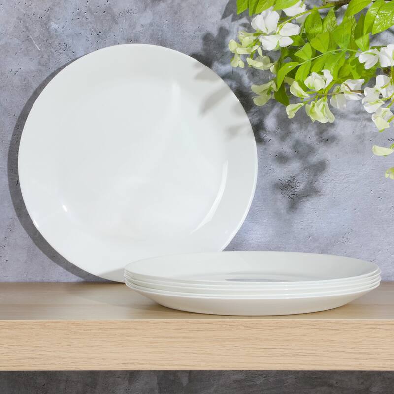 Gibson Home Ultra Round 6 Pack Opal Glass Break and Chip Resistant Dinner Plates