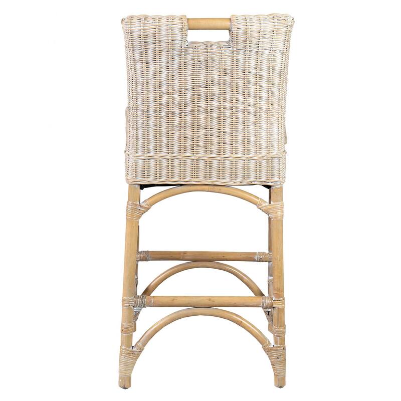 Handmade Natural Rattan Cushioned Bar Stool by East at Main