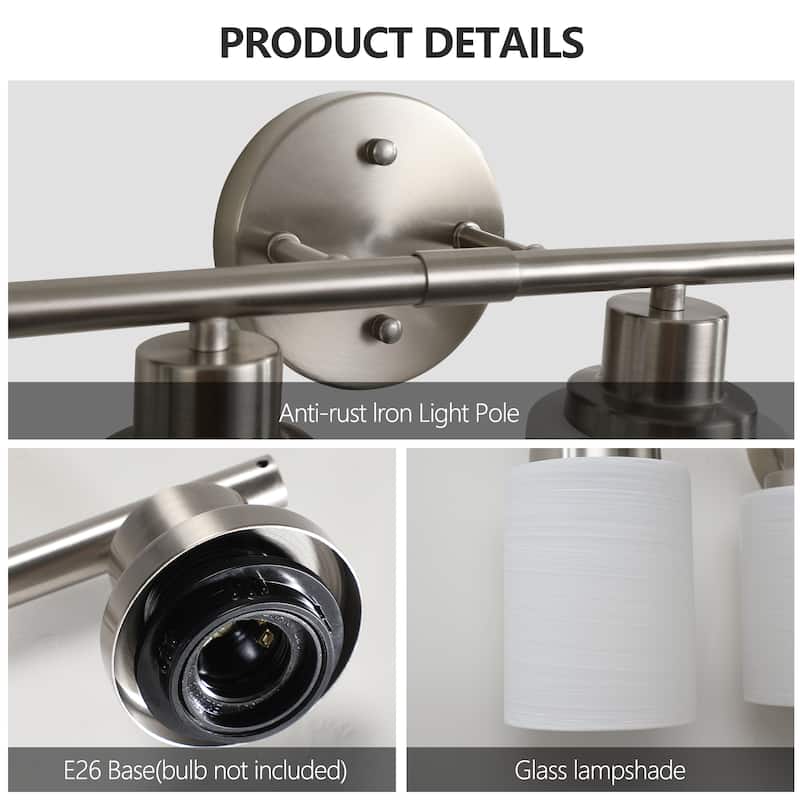 Bathroom Vanity Light 4/5/6-Light Nickel Finish Fixture - 4-Light