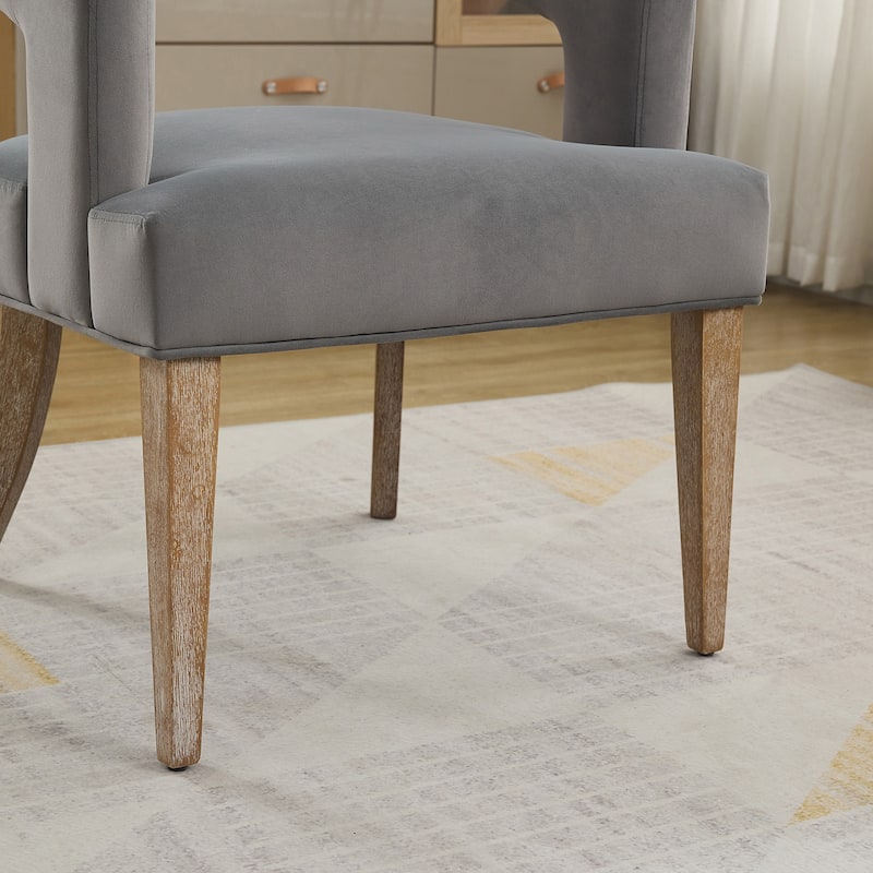 PU Modern Barrel Accent Chair with Wooden Legs, High-Density Sponge Cushion, and Open Back Design