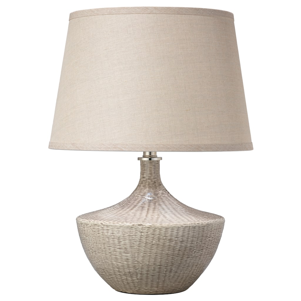 Jamie Young Basketweave Ceramic Table Lamp with Linen Shade