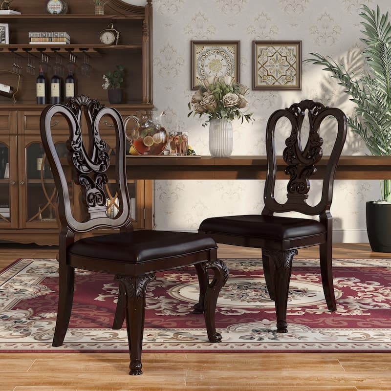 Furniture of America Kova Traditional Cherry Wooden Formal Dining Chairs (Set of 2)