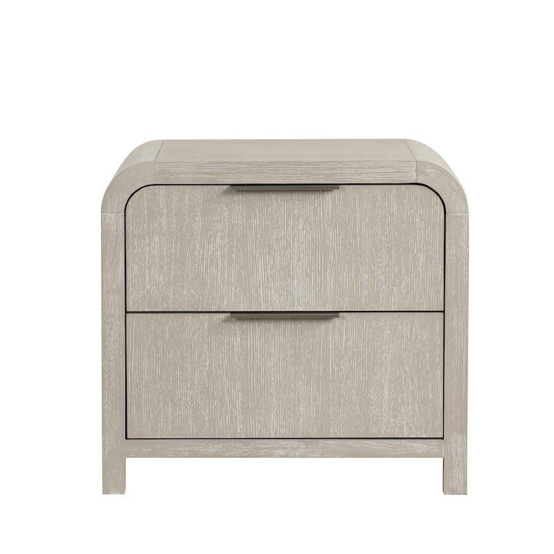 Roundhill Furniture Tavari Contemporary 2-Drawer Wood Nightstand, Light Gray