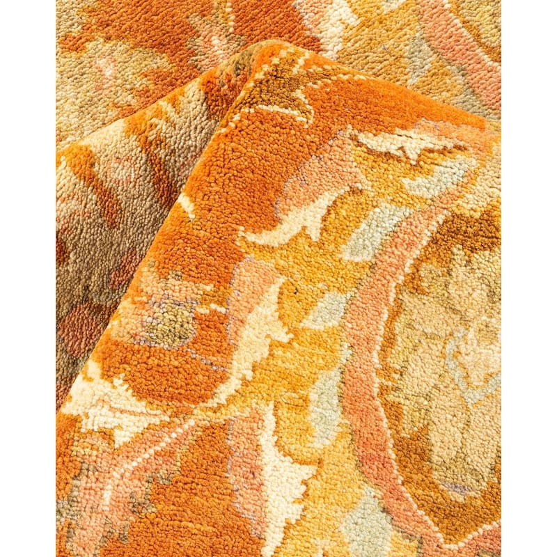 Overton Hand Knotted Wool Vintage Inspired Modern Contemporary Eclectic Brown Area Rug - 6' 0" x 9' 1"