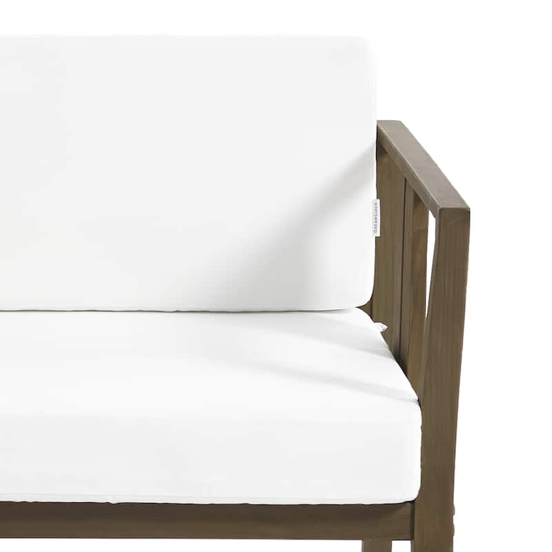 Casual Teak Wood Outdoor Patio Loveseat with Cushions