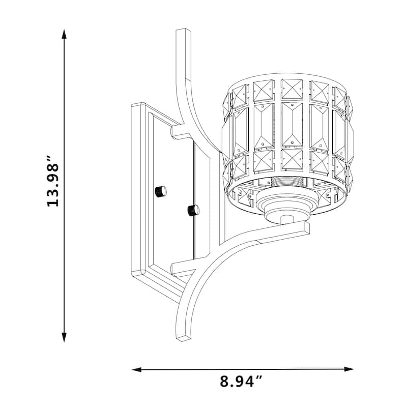 1- Light Vintage Black Armed Sconce - W5.12"xD8.94"xH13.98"