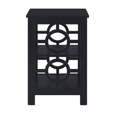 Ring End Table with Three Tier Shelves and Circular Frame Design, Modern Accent Storage Side Table for Living Room or Office