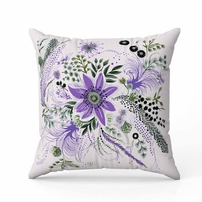 Enchanting Bouquet Faux Suede Reversible Throw Pillow Purple and Green