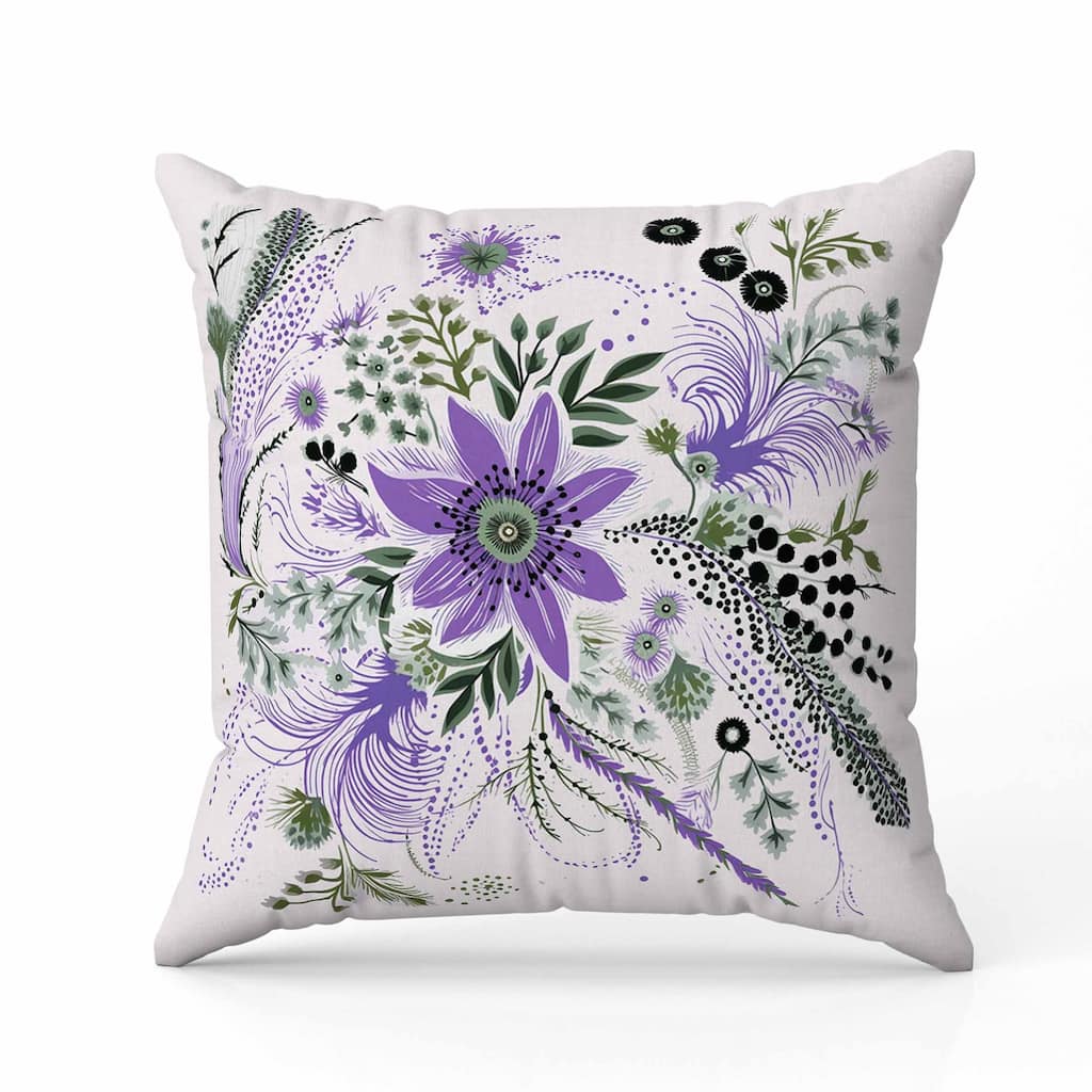 Enchanting Bouquet Faux Suede Reversible Throw Pillow Purple and Green