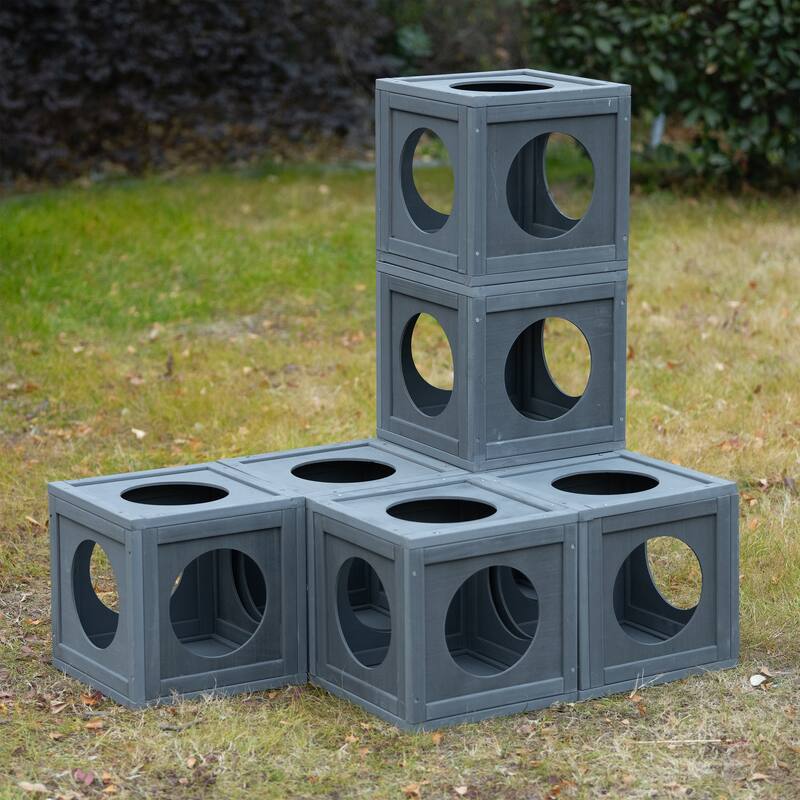 Outdoor Cat Catio Enclosure with Double Enter Doors & Climbing shelves, Weatherproof Pine Wood Playground with 7 Wood Boxes