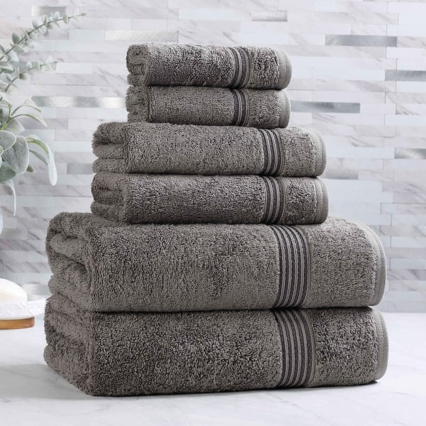 Superior Heritage Egyptian Cotton Absorbent 6-Piece Towel Set - 6-Piece - Charcoal