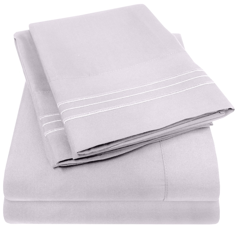Deep Pocket Soft Microfiber 4-piece Solid Color Bed Sheet Set - King - Lilac