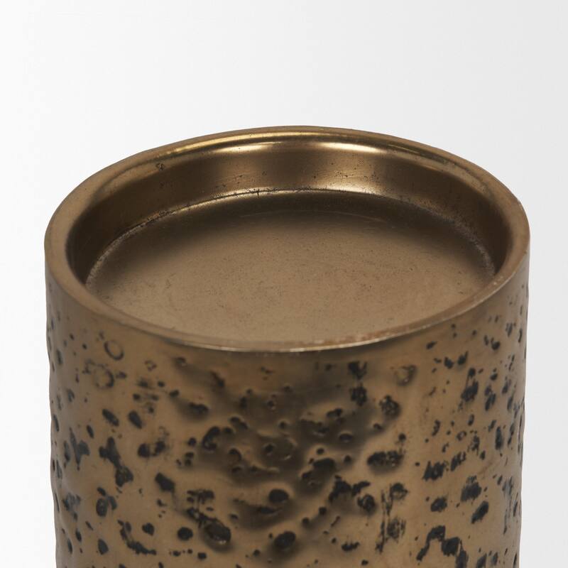 Akira Large Hammered Gold Metal Pillar Candle Holder
