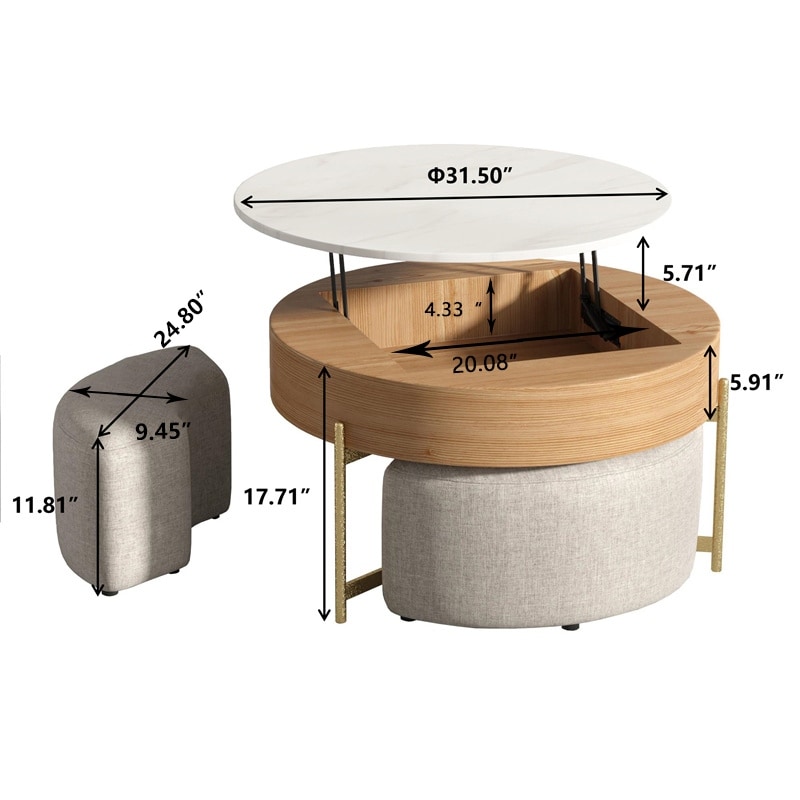 Ottoman with store nesting stools