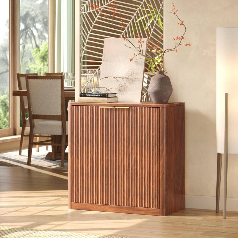 31.5" Buffet Cabinet with Storage, Fluted Sideboard with Adjustable Shelves for Living Room, Dining Room, Kitchen