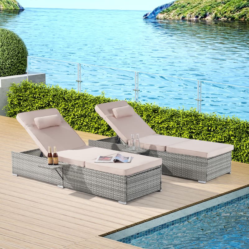 Outdoor sofa PE rattan furniture deck chair grey rattan - Gray