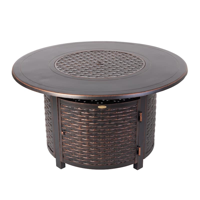 Florence Woven Round Aluminum LPG Fire Pit - N/A