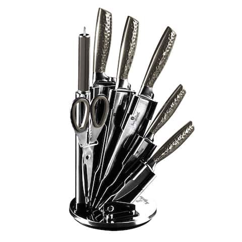 Berlinger Haus 8-Piece Knife Set w/ Acrylic Stand, Carbon Collection
