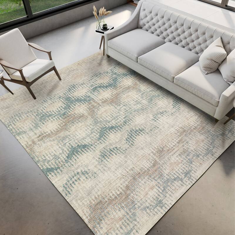 Indoor/ Outdoor Addison Bravado Modern Chevron Washable Area Rug - 8' x 10' - Linen
