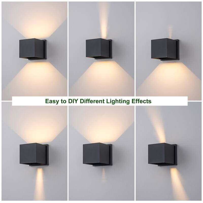 Modern Square 2-Light Wall Sconce Outdoor LED Wall Light - 5.4-in H x 5.4-in W x 5.7-in D