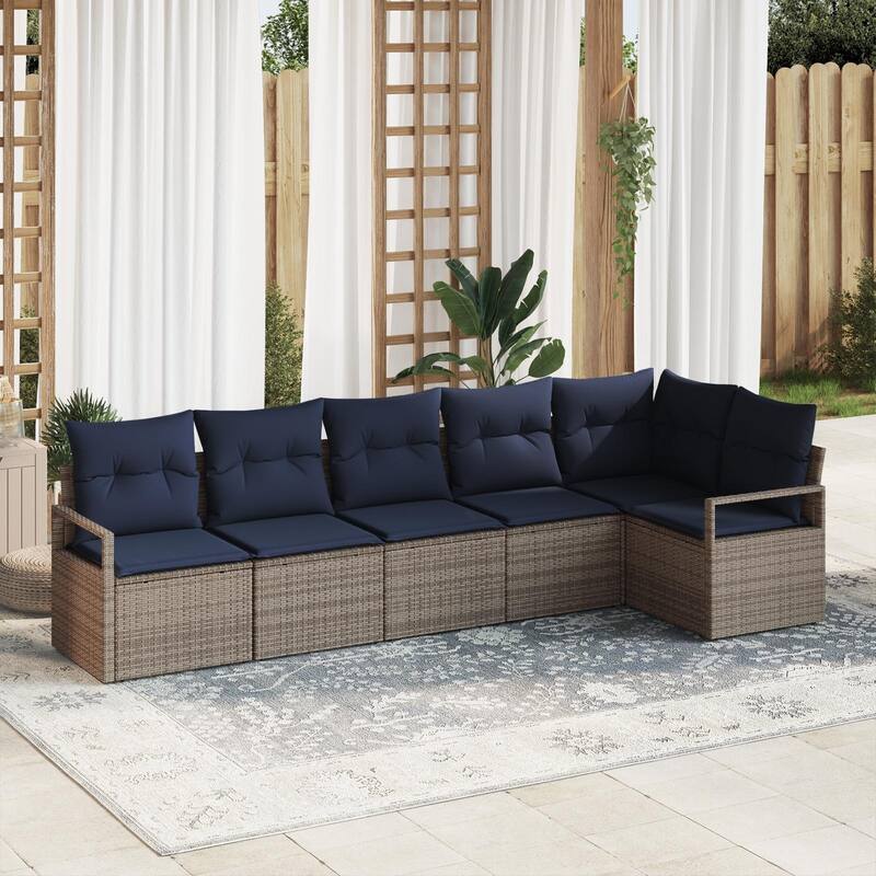 6/7 Piece Modular Outdoor Sofa Set with Cushions - 113×48×27.2 - Grey