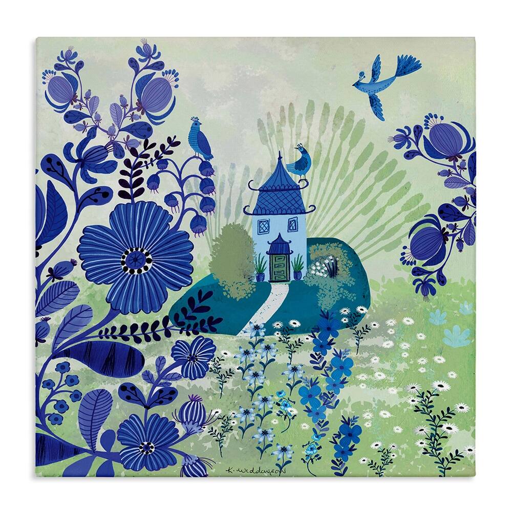 Stupell Whimsical Blue Garden Canvas Wall Art Design By Kay Widdowson