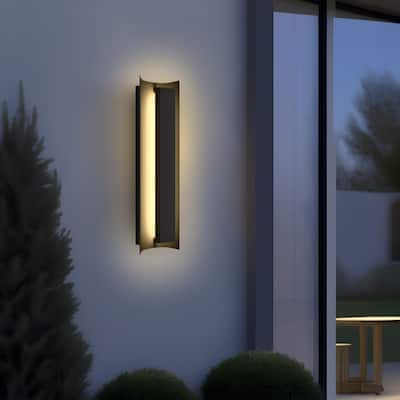 Black Modern/Contemporary LED Outdoor Wall Lantern Sconce