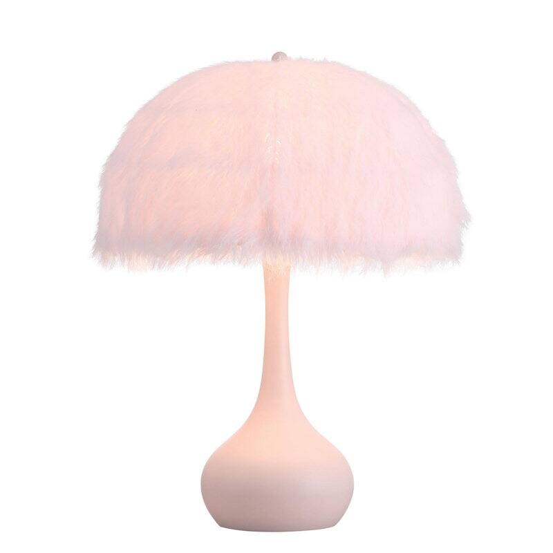 Acroma Teardrop Base Spherical Table Lamp with Feather Accents